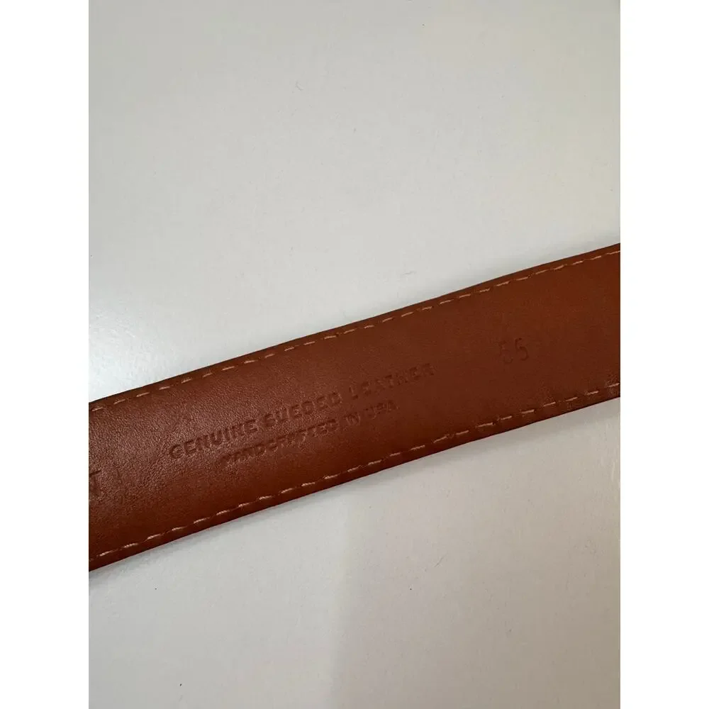 Vintage J.Hilburn USA Men French Calf Belt Brown Suede Gold Brass Buckle Size 55